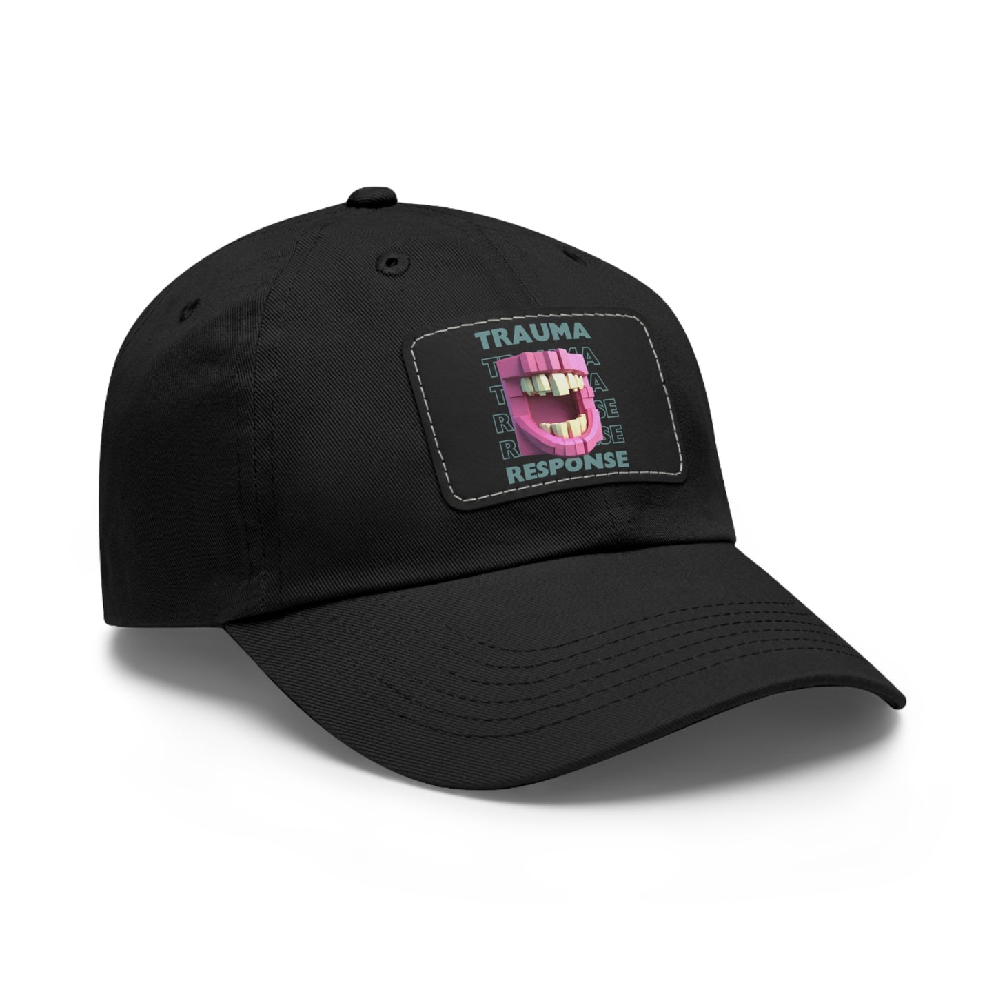 Dad Cap with Leather Patch (Rectangle, Black)