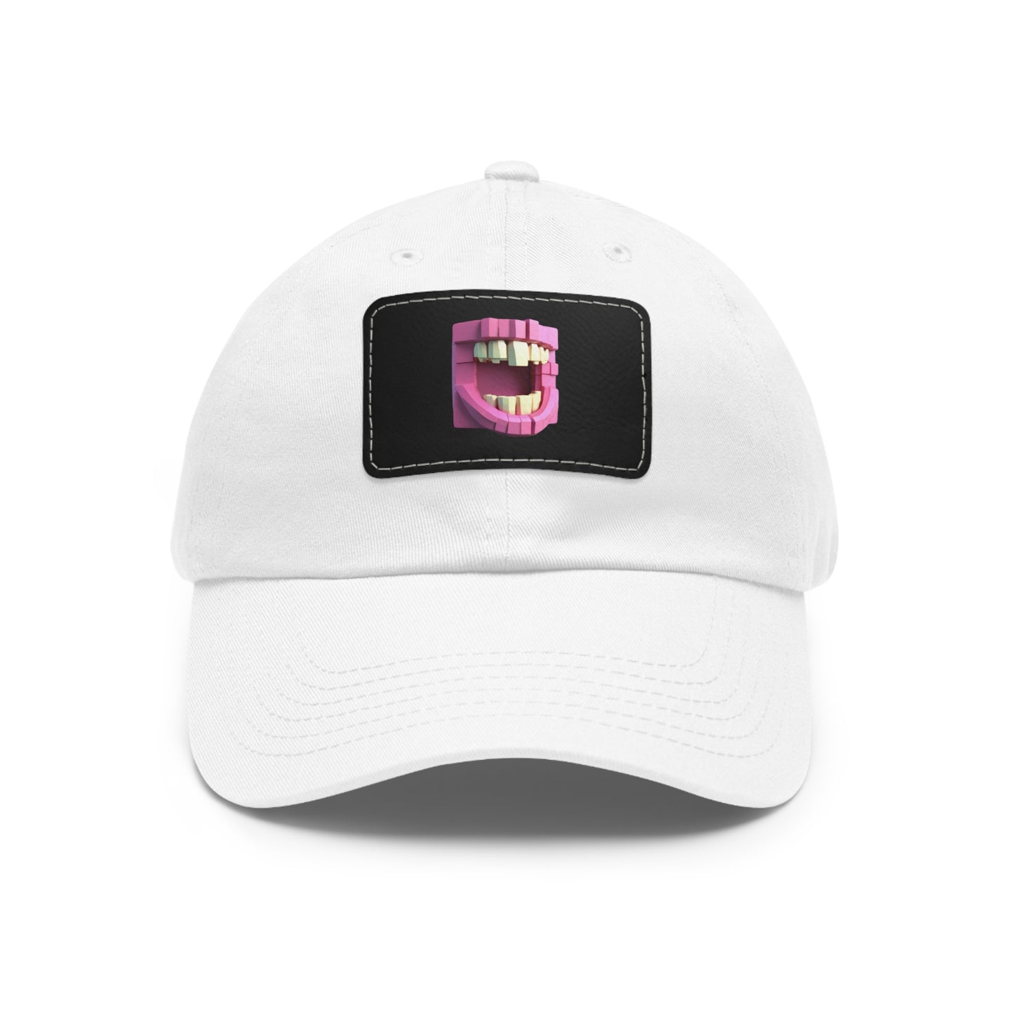 Dad Cap with Leather Patch (Rectangle, White)