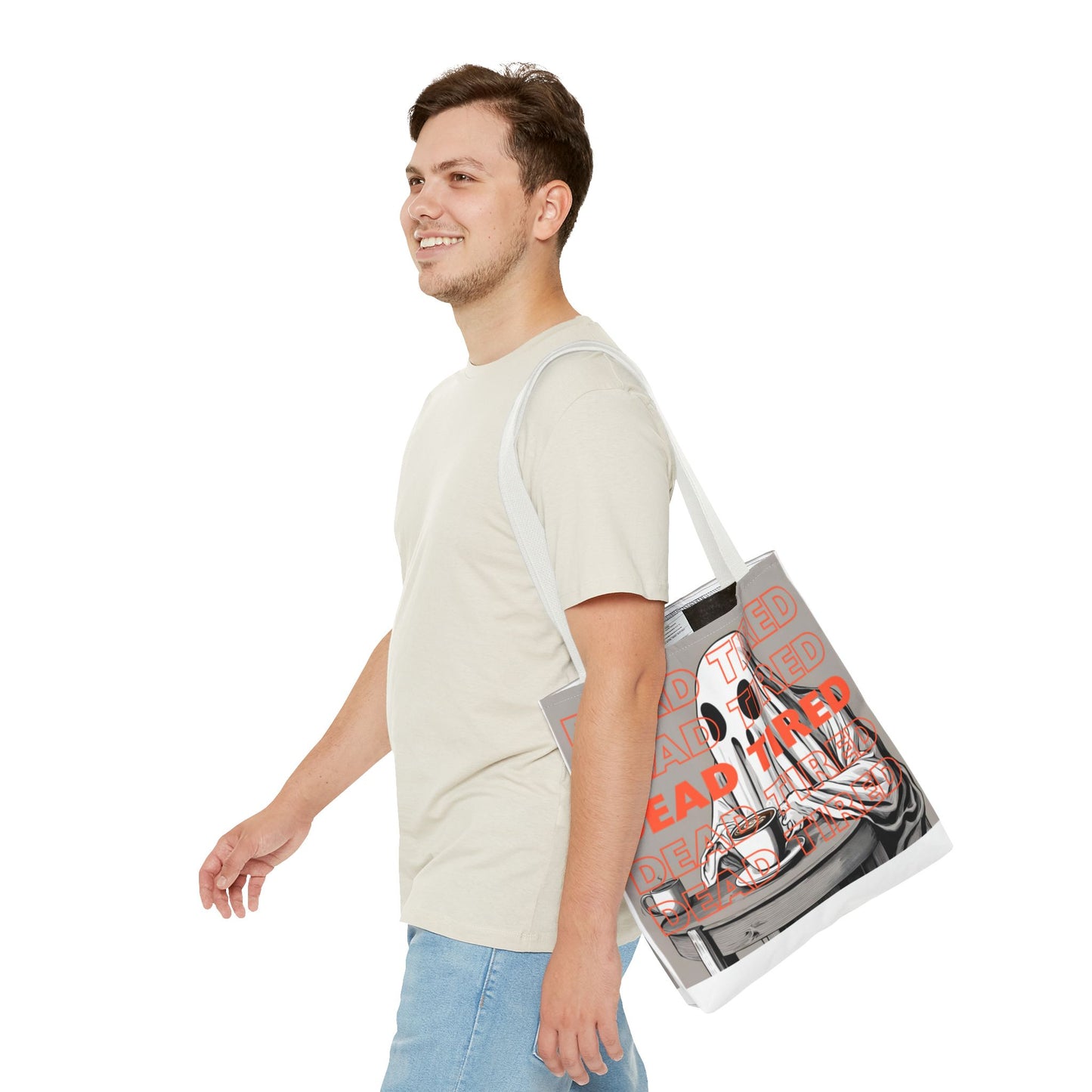 "DEAD TIRED" Tote Bag (AOP)