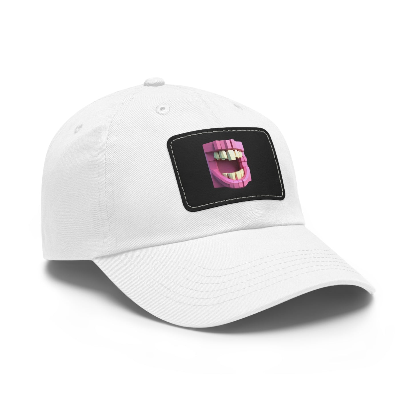 Dad Cap with Leather Patch (Rectangle, White)