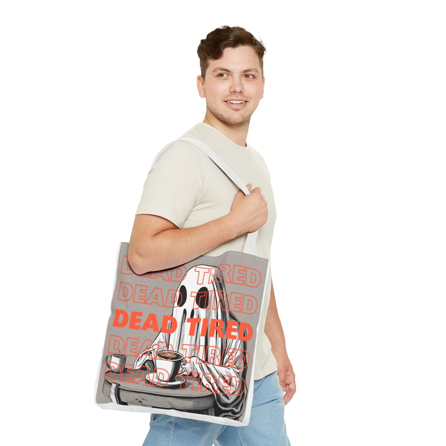 "DEAD TIRED" Tote Bag (AOP)