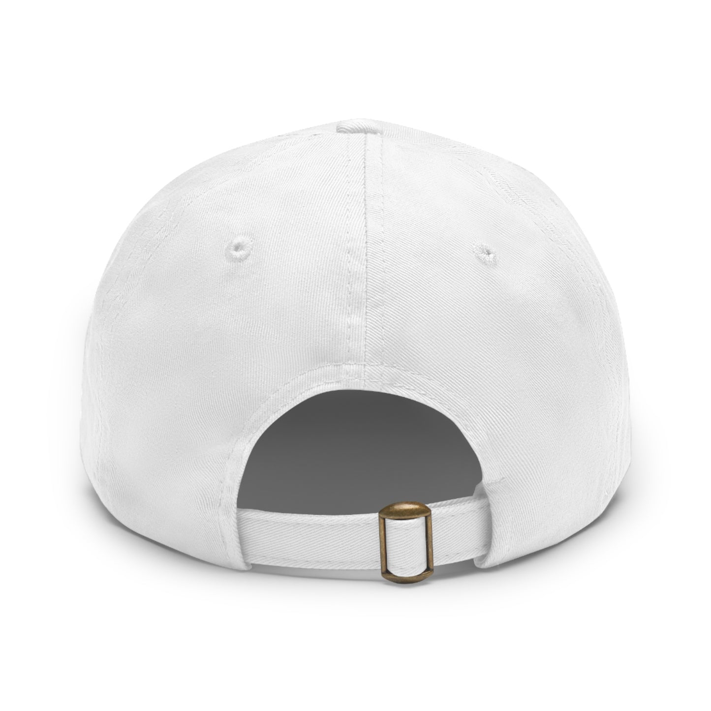 Dad Cap with Leather Patch (Rectangle, White)